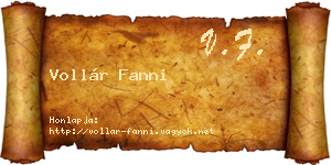Vollár Fanni névjegykártya